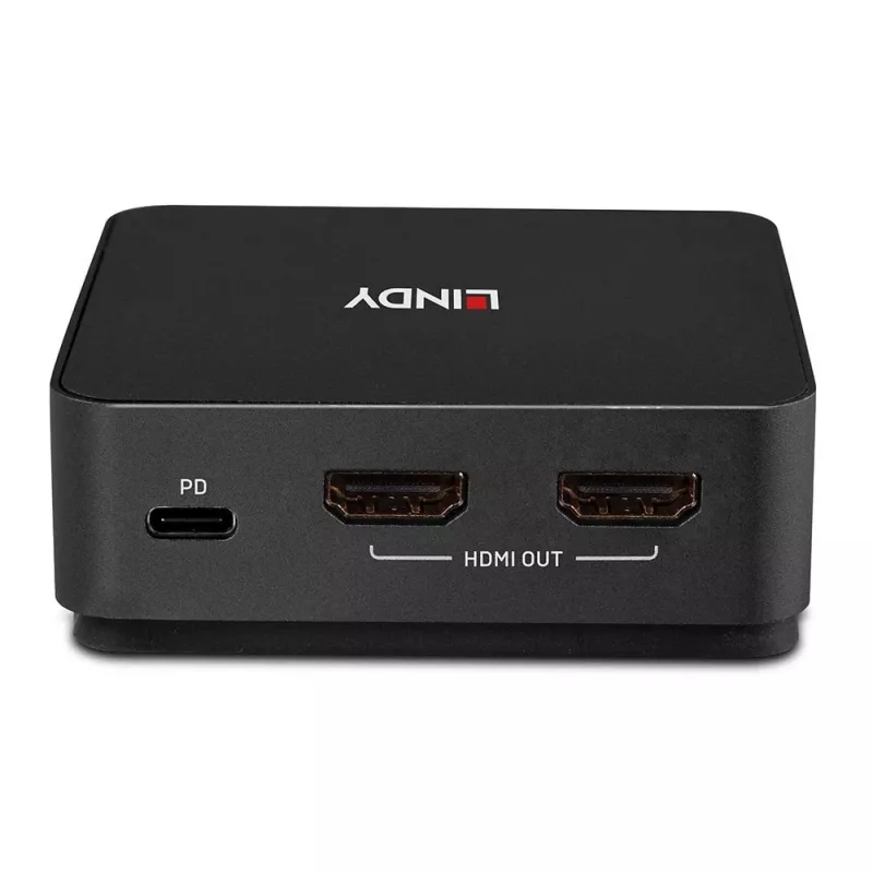 Conmutador KVM Lindy 2 puertos Type-C, doble HDMI 4K60