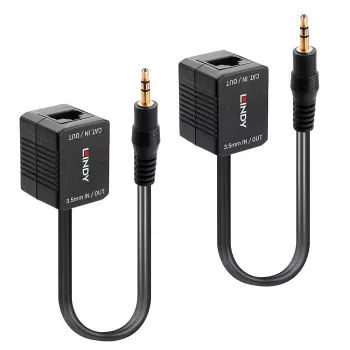 Transmisor y Receptor AV Lindy 500 m Cat.6 Extensor de audio analógico de 3,5 mm