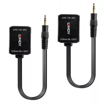 Transmisor y Receptor AV Lindy 500 m Cat.6 Extensor de audio analógico de 3,5 mm