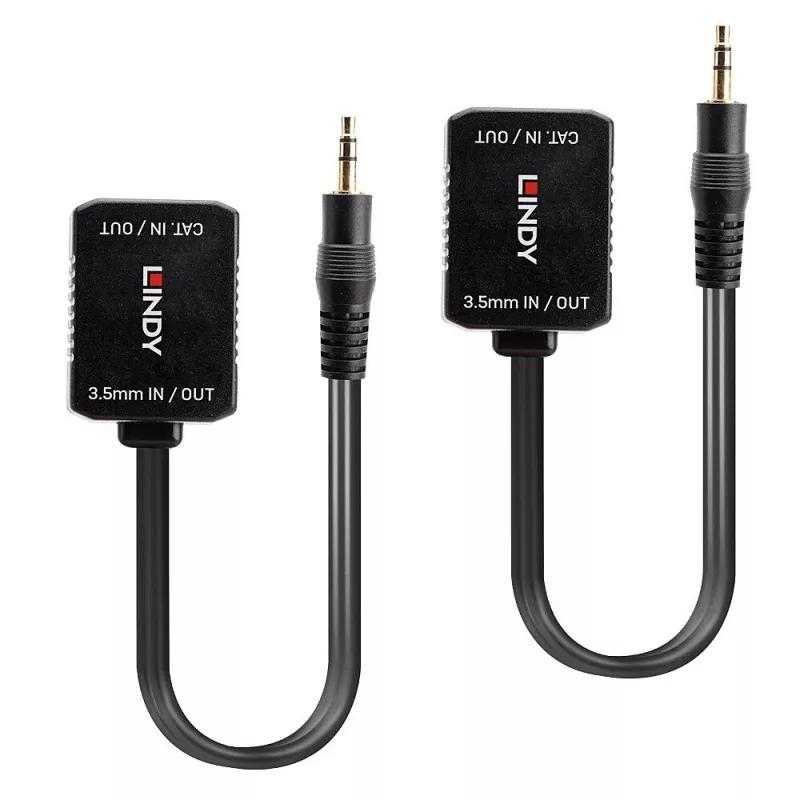 Transmisor y Receptor AV Lindy 500 m Cat.6 Extensor de audio analógico de 3,5 mm