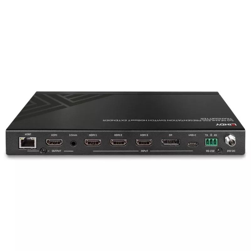 Transmisor AV Lindy 5 Puertos Conmutador de presentación sin interrupciones Extensor HDBaseT 3840 x 2160 píxeles