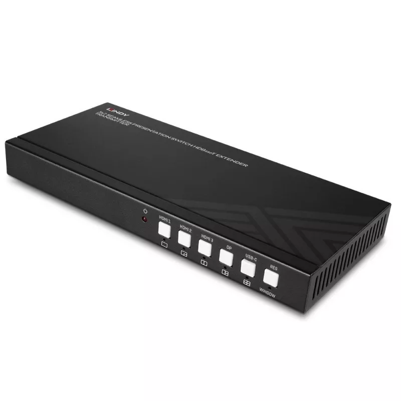 Transmisor AV Lindy 5 Puertos Conmutador de presentación sin interrupciones Extensor HDBaseT 3840 x 2160 píxeles