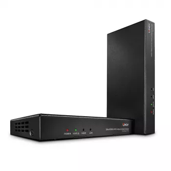 Transmisor y Receptor AV Lindy 300m Extensor HDMI 18G y IR de fibra óptica