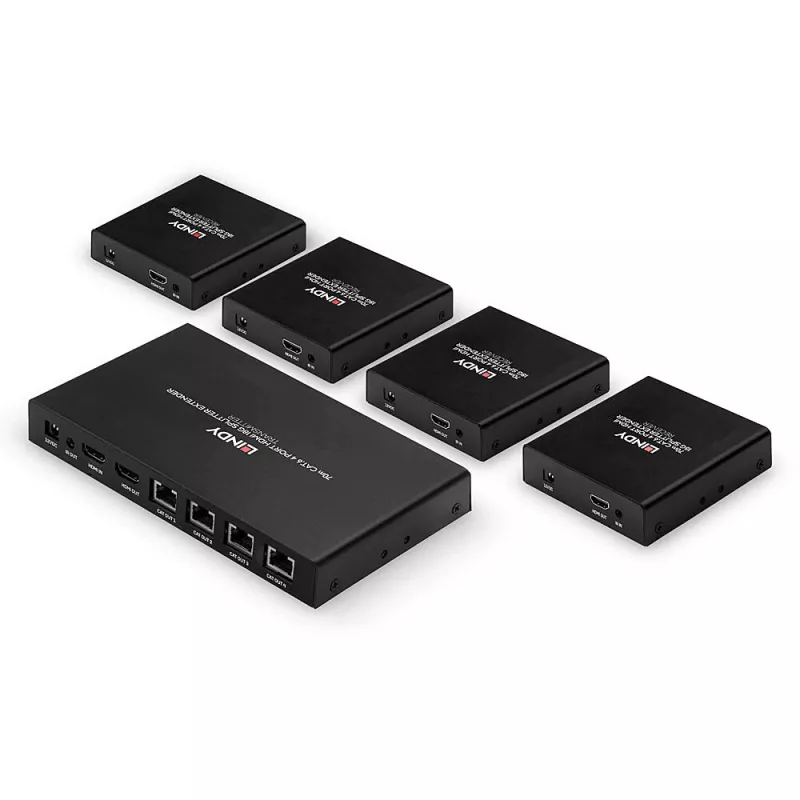Lindy 38262 splitter extensor HDMI 4K60 de 4 puertos, Cat.6 70 m, HDR, negro