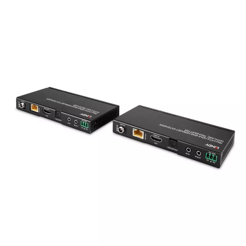 Lindy 70m Cat.6 HDMI 4K60, Audio, IR y RS-232 Extensor HDBaseT con ARC