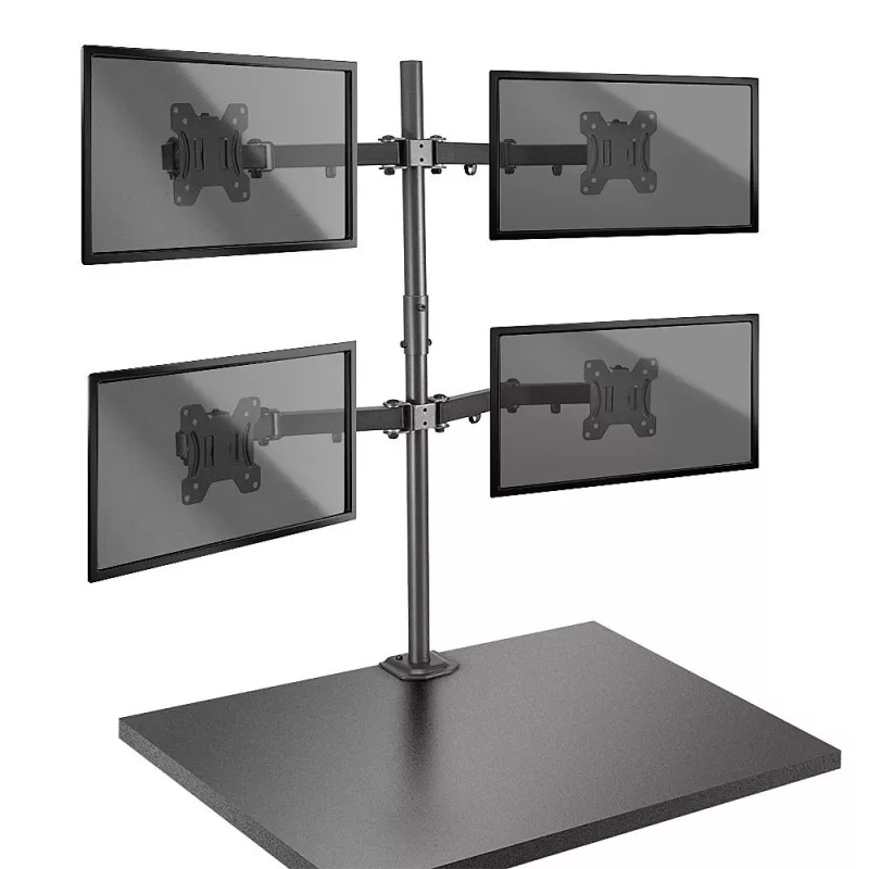 Soporte de monitor cuádruple Lindy con mástil y abrazadera de mesa