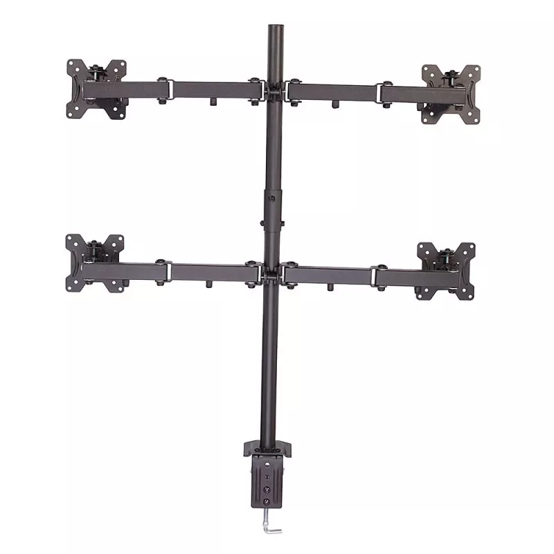 Soporte de monitor cuádruple Lindy con mástil y abrazadera de mesa