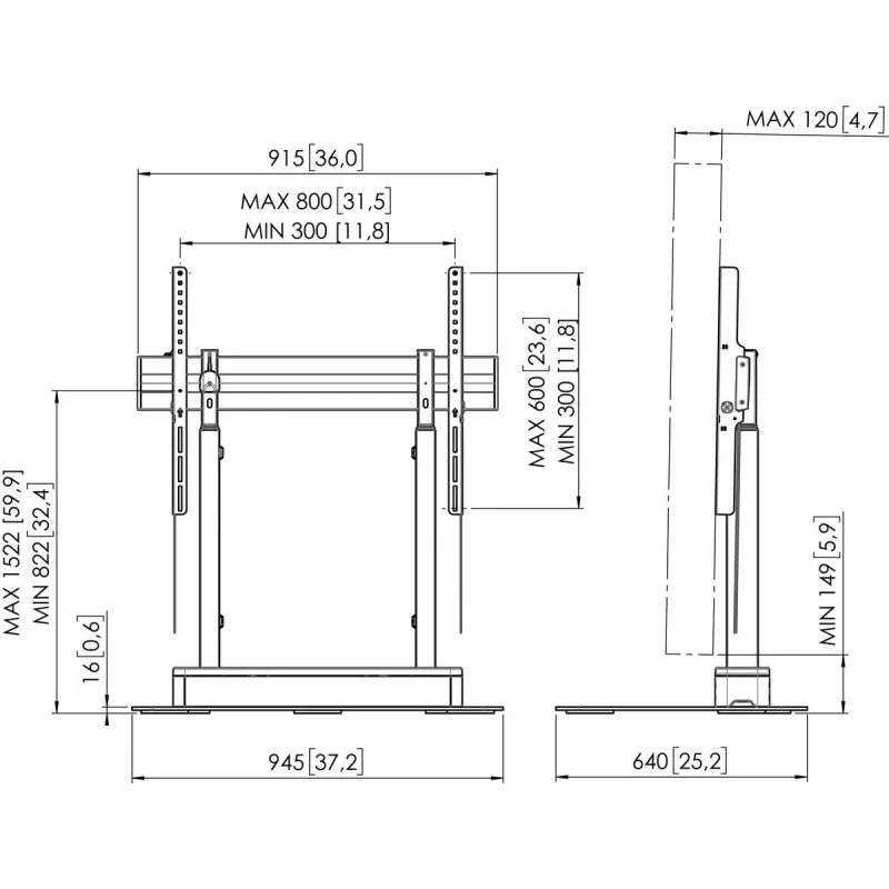 Soporte de pantalla motorizado Vogel's RISE 4105 (modelo 7341050) — plataforma elevadora motorizada para pantallas planas