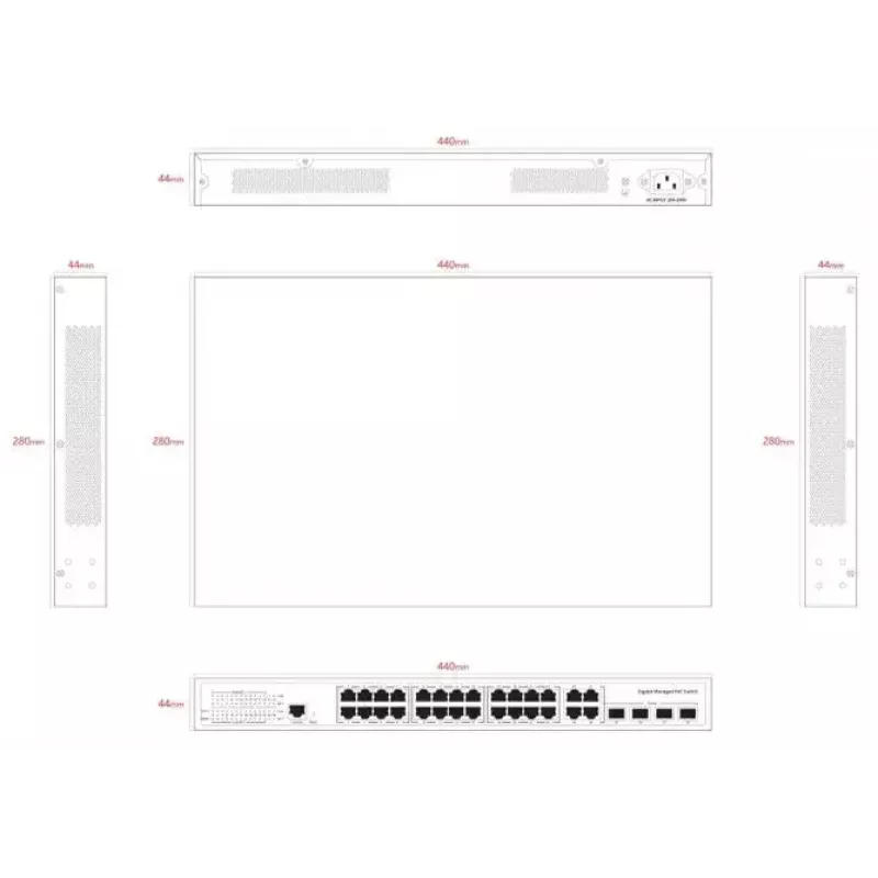 Switch de red Ernitec ELECTRA-M224-1GB-370W 24 puertos 1GB