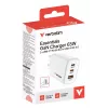 Cargador Verbatim Essentials GaN 65W con enchufe EU blanco, interior, AC, 20 V, blanco