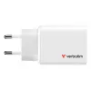 Cargador Verbatim Essentials GaN 65W con enchufe EU blanco, interior, AC, 20 V, blanco