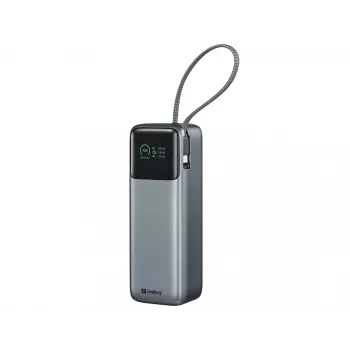 Batería externa SANDBERG All-in1 Powerbank 27000 PD 240W — 27000 mAh LiPo, salida 240W, 1× USB-A, 1× USB-C, 3,6V — negro/gris