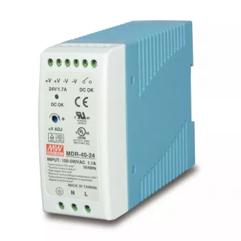 Fuente de alimentación PLANET PWR-40-24, 40 W, salida 24 V, entrada 100–240 V AC, refrigeración pasiva, estado LED