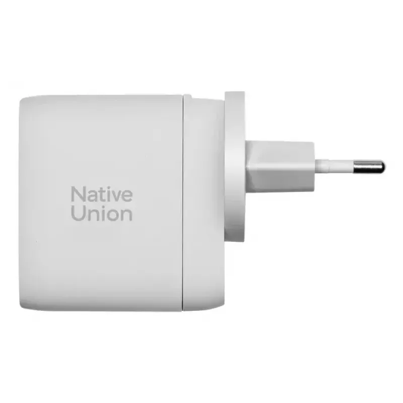 Cargador rápido GaN Native Union Fast Gan Charger Pd 67W blanco Intl 2C1A USB‑C 2 conexiones 67W AC 100–240V protección contra sobrecorriente, sobretensión y sobrecalentamiento