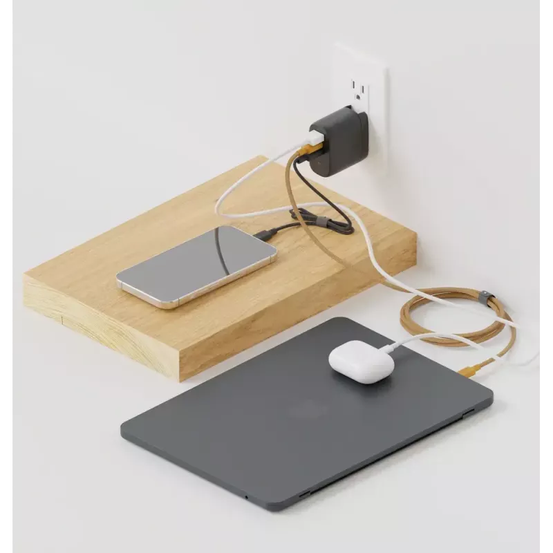 Cargador rápido GaN Native Union Fast Gan Charger Pd 67W blanco Intl 2C1A USB‑C 2 conexiones 67W AC 100–240V protección contra sobrecorriente, sobretensión y sobrecalentamiento