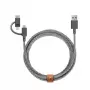 Cable de datos USB 2.0 native union BELT-ULC-ZEB-NP 2 m USB A a USB‑C / Micro‑USB B / Lightning Negro Blanco