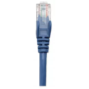 Cable de red patch Intellinet, Cat5e, 0,5 m, azul, CCA, U/UTP, PVC, RJ45, contactos bañados en oro, protección de pestaña, protección antiacodamiento, garantía de por vida