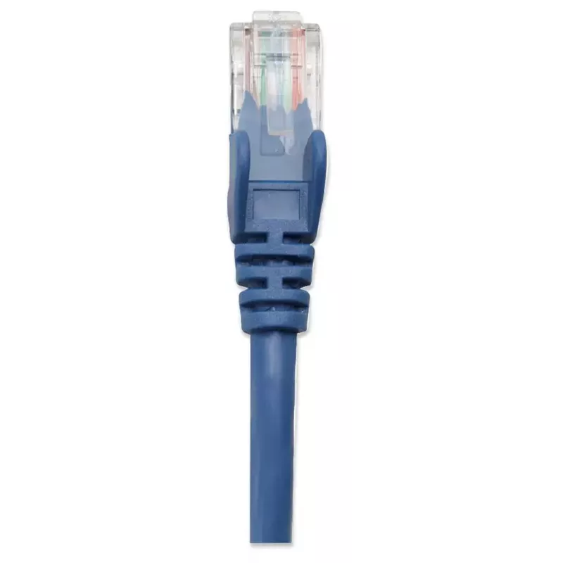 Cable de red patch Intellinet, Cat5e, 0,5 m, azul, CCA, U/UTP, PVC, RJ45, contactos bañados en oro, protección de pestaña, protección antiacodamiento, garantía de por vida