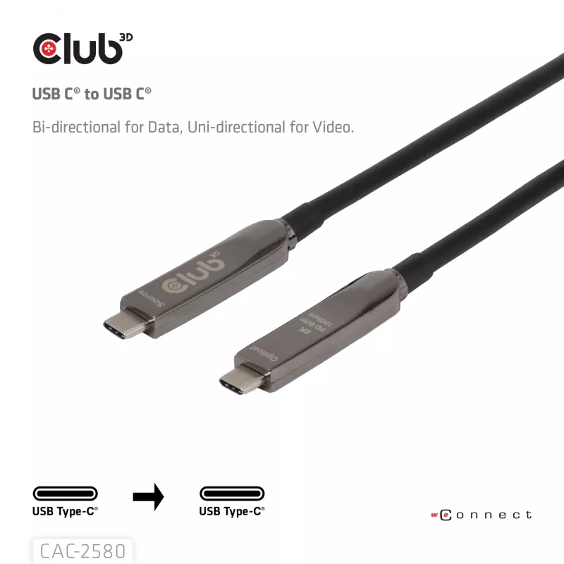 Cable USB-C® Full-Feature CLUB3D 15M / 49,21ft 8K60Hz 10Gbps 60W