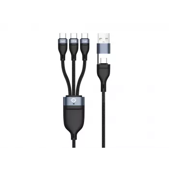 Cable de carga rápida Conceptronic ETTA06B15C 3 en 1 100 W 1,5 m, triple USB-C, USB 2.0, E-Mark