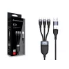 Cable de carga rápida Conceptronic ETTA06B15C 3 en 1 100 W 1,5 m, triple USB-C, USB 2.0, E-Mark