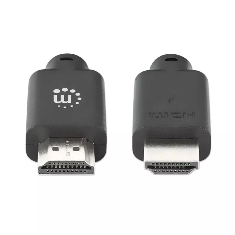 Manhattan 356633 cable HDMI 2.0 de alta velocidad con Ethernet, 4K@60Hz, 18 Gbit/s, macho a macho, doble blindaje, moldeado, 1 m, negro