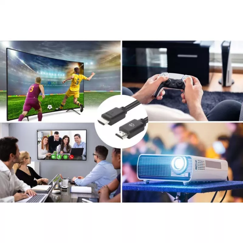 Manhattan 356664 cable HDMI 2.0 de alta velocidad con Ethernet, 4K@60Hz, 18 Gbit/s, macho a macho, doble blindaje, moldeado, 3 m, negro