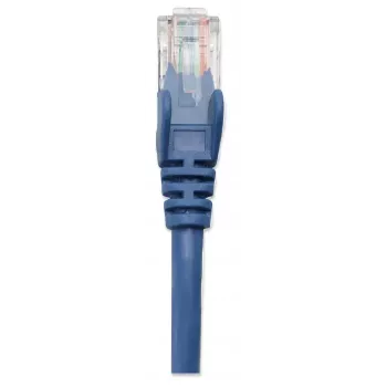 Cable de red patch Intellinet, Cat5e, 1 m, azul, CCA, U/UTP, PVC, RJ45, contactos bañados en oro, sin pestaña, protección antiacodamiento moldeada, garantía de por vida