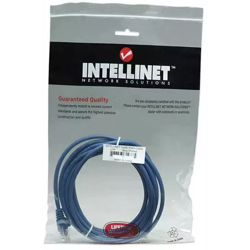 Intellinet 318938 cable de conexión de red, Cat5e, U/UTP, 2x RJ45, con protectores, 1 m, azul