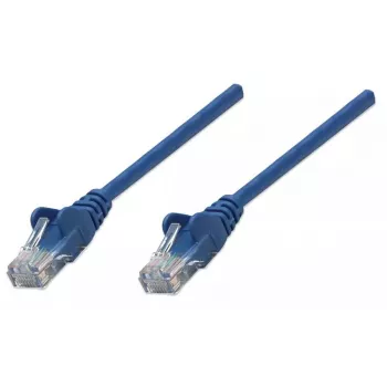 Cable de red patch Intellinet, Cat5e, 1 m, azul, CCA, U/UTP, PVC, RJ45, contactos bañados en oro, sin pestaña, protección antiacodamiento moldeada, garantía de por vida