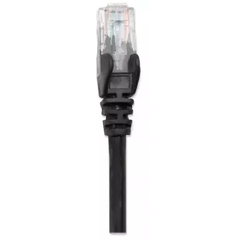 Cable de red Intellinet, Cat6, 5 m, negro, CCA, U/UTP, PVC, RJ45, contactos bañados en oro, sin lengüeta, funda moldeada, garantía de por vida