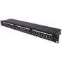 Panel de parcheo Intellinet, Cat6a, FTP, 24 puertos, 1U, apantallado, regletas LSA de entrada superior a 90°, negro