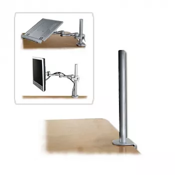 Mástil con abrazadera de mesa Lindy 450 mm, plata