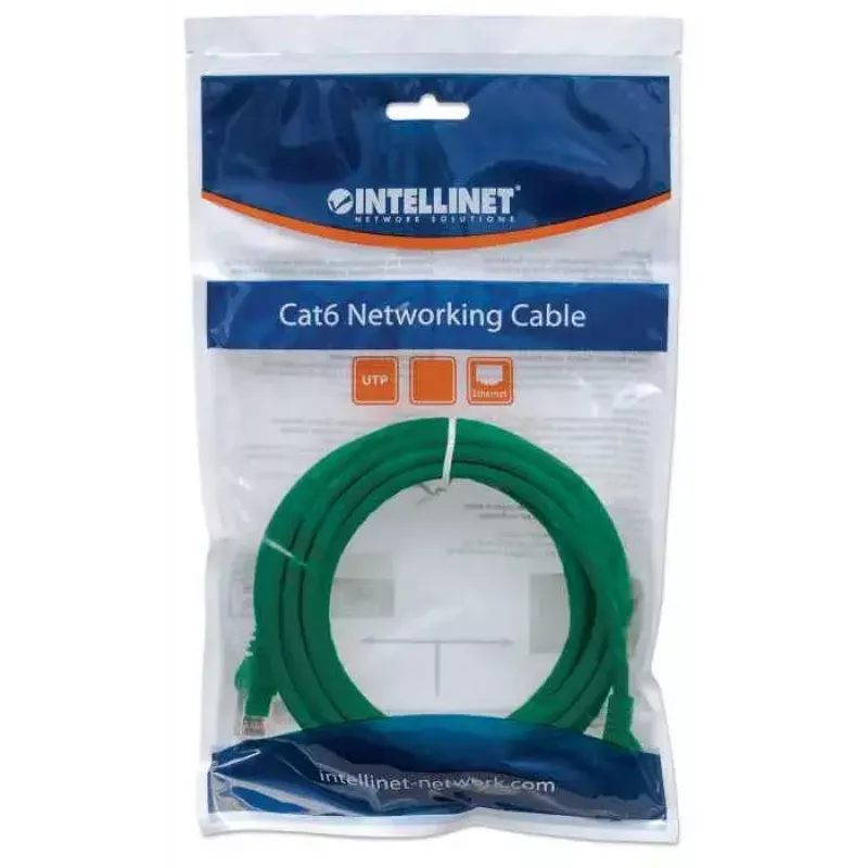 Intellinet 342469 cable de conexión de red, Cat6, U/UTP, RJ45, 0,5 m, moldeado, verde