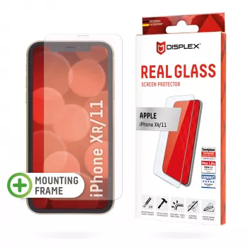 Displex protector de pantalla (10H) para Apple iPhone XR/11, marco de montaje Eco, vidrio templado, protector antirrayaduras, compatible con funda