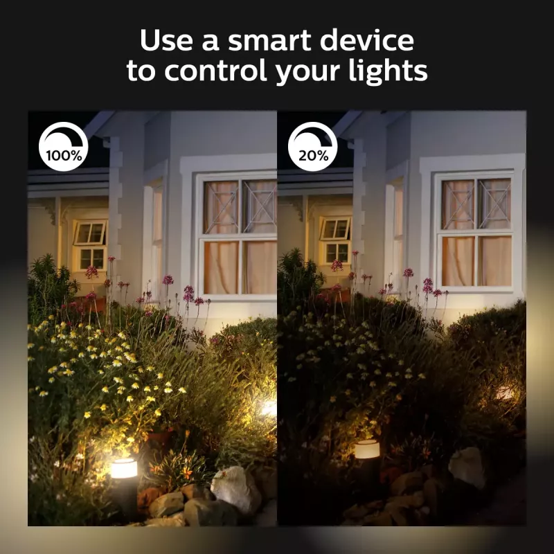 Lámpara de pared de exterior inteligente Philips Hue White Welcome Floodlight, 20,5 W LED, entrada 220–240 V, bombilla 24 V, negra, 160×220×153 mm