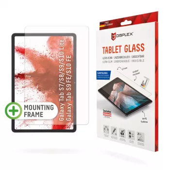 Displex Tablet Glass (9H) para Samsung Galaxy Tab S7/S8/S9/S9 FE/S10 FE/S10 Lite, marco de montaje Eco, irrompible