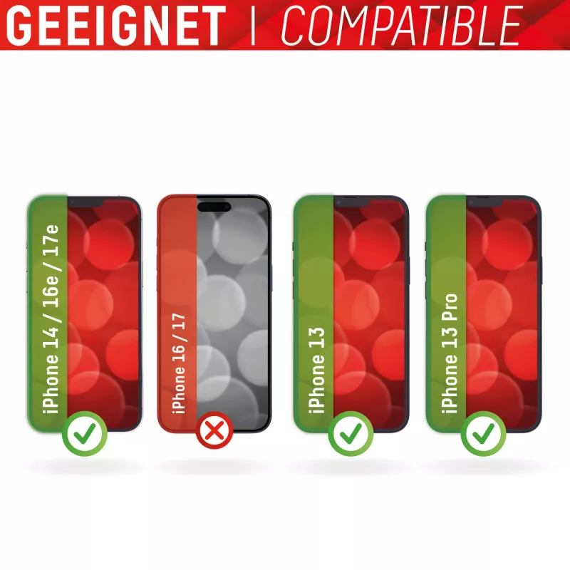 Displex Smart Glass (9H) para Apple iPhone 13/13 Pro/14/16e/17e, adhesivo de montaje, irrompible