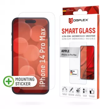 Displex Smart Glass (9H) para Apple iPhone 14 Pro Max, adhesivo de montaje, irrompible, ultrafino, invisible