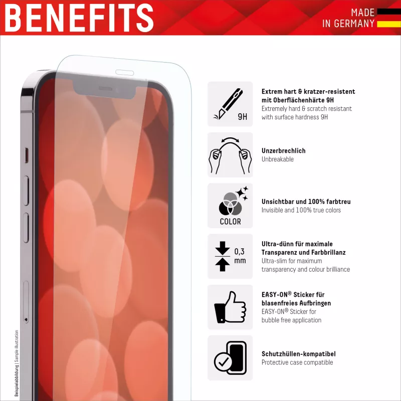 Displex Smart Glass (9H) para Apple iPhone 14 Pro Max, adhesivo de montaje, irrompible, ultrafino, invisible