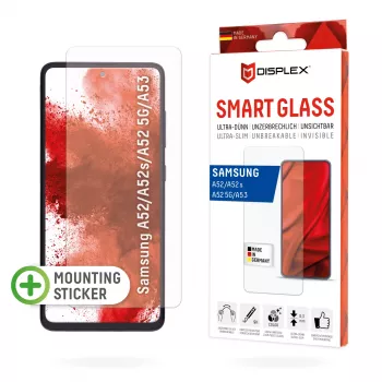 Displex Smart Glass (9H) para Samsung Galaxy A52/A52(s) 5G/A53 5G, adhesivo de montaje, irrompible, ultrafino, invisible