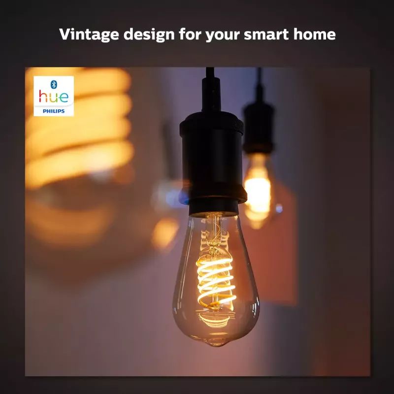 Bombilla inteligente Philips ST64 Edison E27 Bluetooth/Zigbee, 7 W, transparente, 60×135 mm