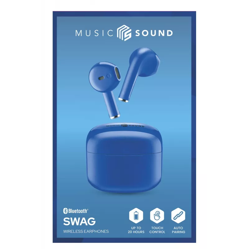 Music Sound SWAG Wireless Earphones – auriculares Bluetooth inalámbricos, forma de cápsula, turquesa