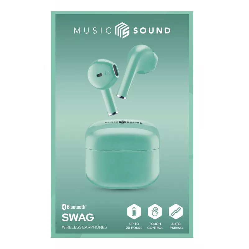 Music Sound Swag SWAG son los auriculares Bluetooth de cápsula, disponibles en muchos colores brillantes y supermodernos.