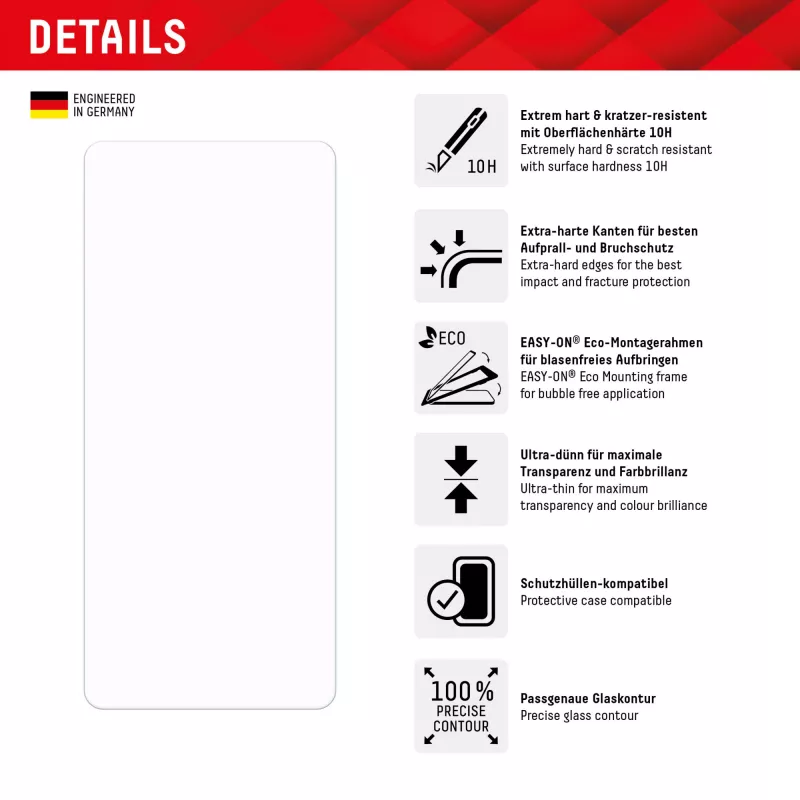 Protector de pantalla Displex (10H) para Samsung Galaxy A54 5G, marco de montaje Eco, antirrayaduras
