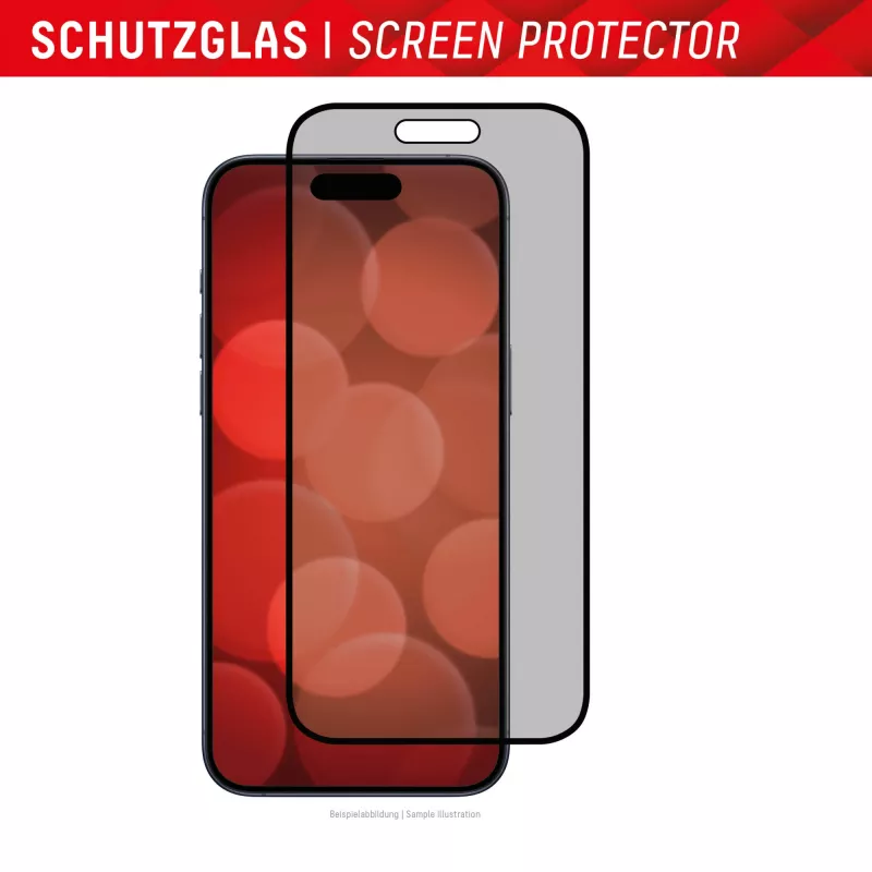 Displex Privacy Screen Protector (10H) para Apple iPhone 15/15 Pro, marco de montaje Eco, filtro de privacidad