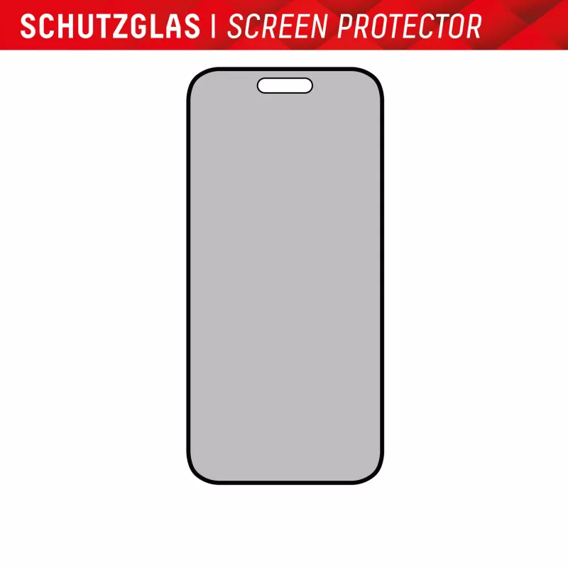 Displex Privacy Screen Protector (10H) para Apple iPhone 15/15 Pro, marco de montaje Eco, filtro de privacidad