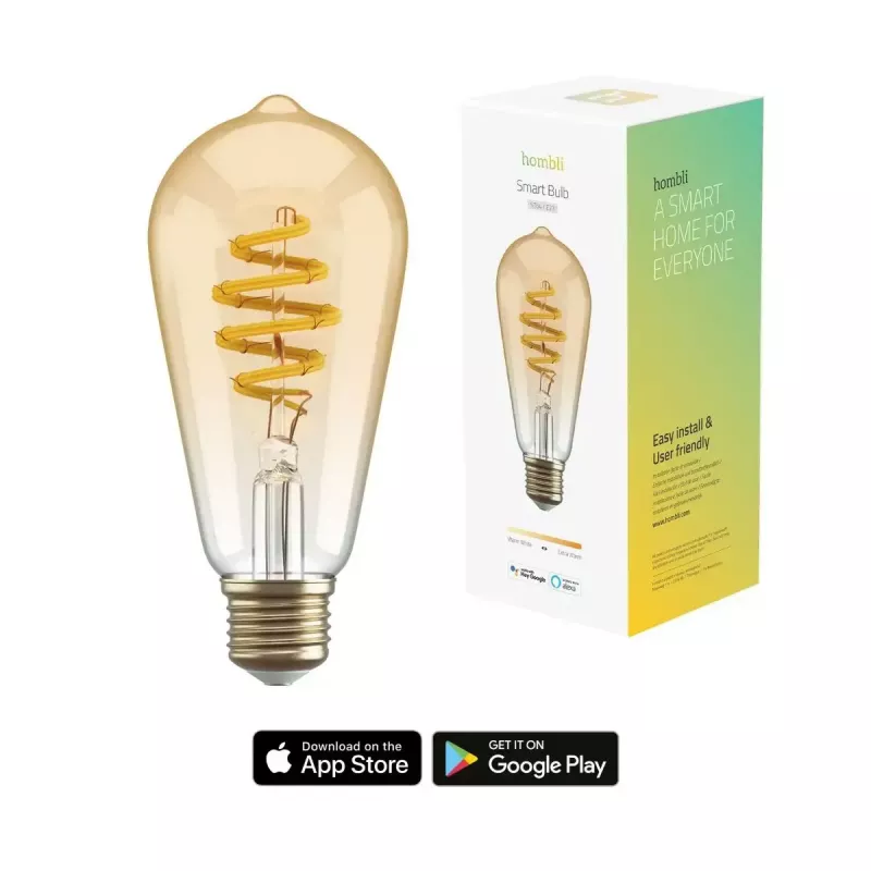 Bombilla inteligente Hombli HBEB-0212 Wi‑Fi 5,5 W, dorado, clase de eficiencia energética A–G, Ø61×142 mm