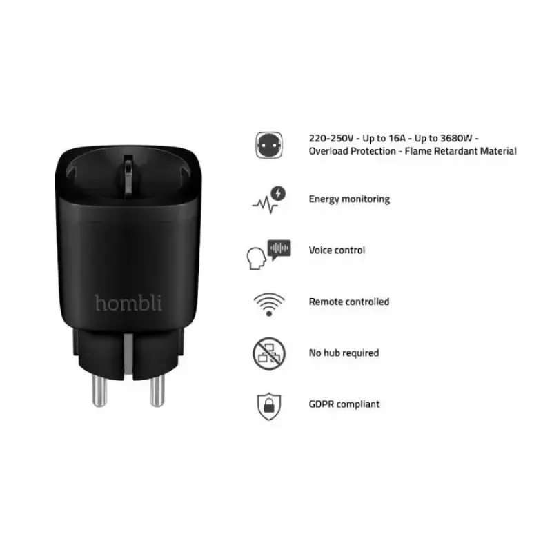 Hombli HBSS-0100 enchufe inteligente, EU, negro