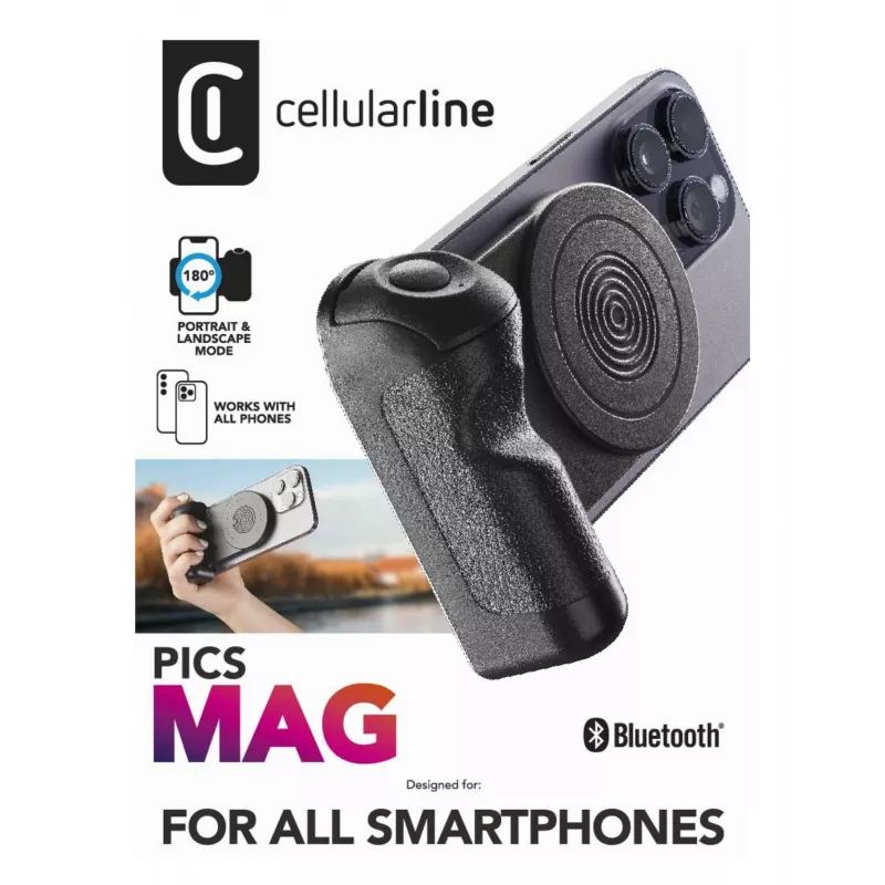 Soporte magnético Bluetooth Cellularline Pics Mag para grabaciones con smartphone